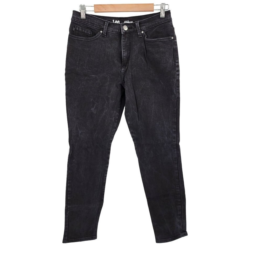 Lee‎ Modern Fit Skinny Leg Jeans Womens Size 10 Med Black Mid Rise Stretch Denim